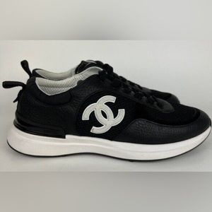 Brand New In box Chanel Logo Leather Track Trainers Sneakers